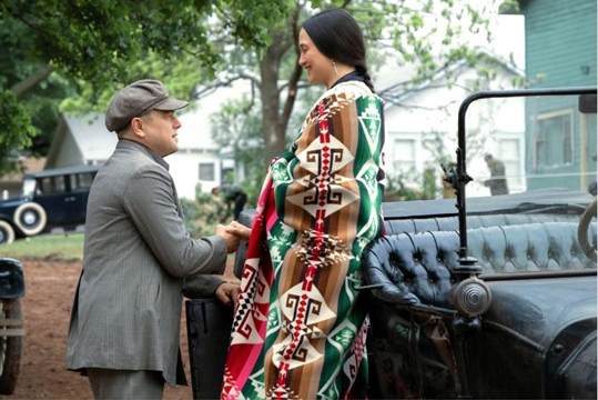 Photo courtesy Apple TV of Lily Gladstone and Leonardo DiCaprio