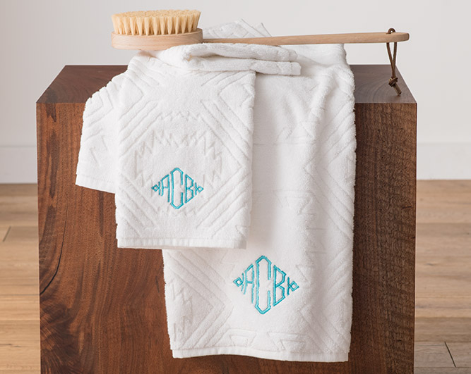 Bath and Hand Towels Showing Monogram Examples